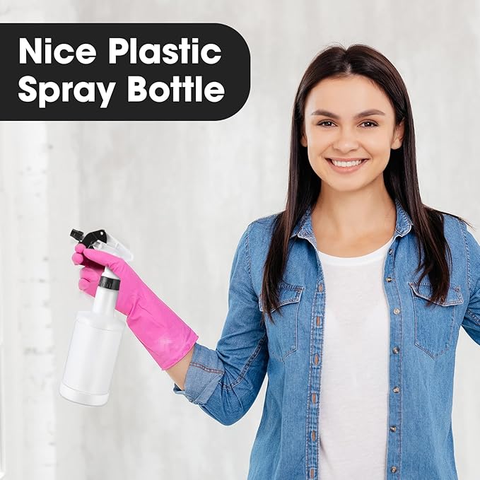 Eccliy 12 Pcs 16 Oz Plastic Spray Bottle, Adjustable Empty Reusable Sprayer for Cleaning, Planting, Water, Bathroom and Kitchen, BBQ, Commercial and Residential (Black,Measurement)