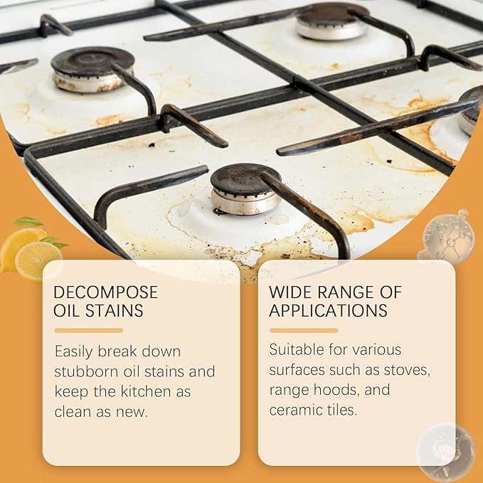 Powerful Kitchen Grease Cleaner, Powerful Clean Kitchen Oil Stains Spray, Heavy Duty Degreaser Cleaner Spray, All Purpose Heavy Oil Cleaning Agent, Kitchen Foam Cleaner Stubborn Stains Cleaner (3)