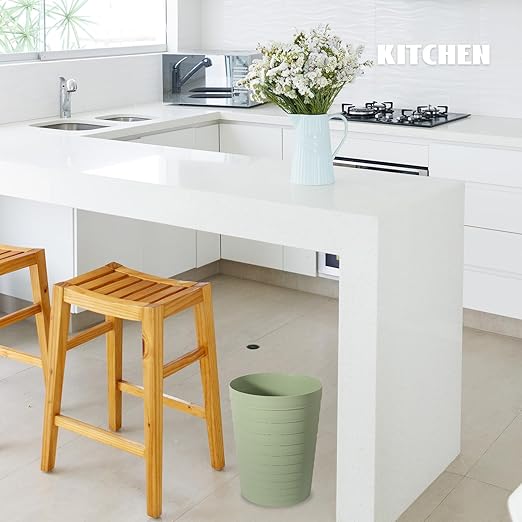 UUJOLY Small Bathroom Trash Can Wastebasket, Plastic Garbage Bin Container Basket for Bathrooms, Laundry Room, Kitchens, Offices, Kids Rooms, Dorms, Mint Green, 1.8 Gallon