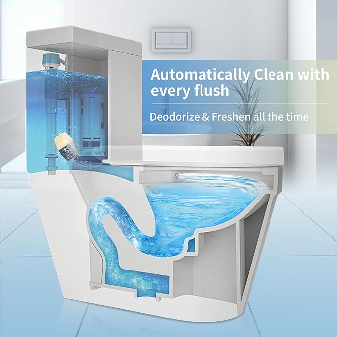 Toilet Bowl Cleaner Tablets, Automatic Toilet Bowl Cleaners, Long-Lasting Toilet Tabs Drop in Tank for Deodorizing & Descaling, Blue & Yellow, 20 Packs
