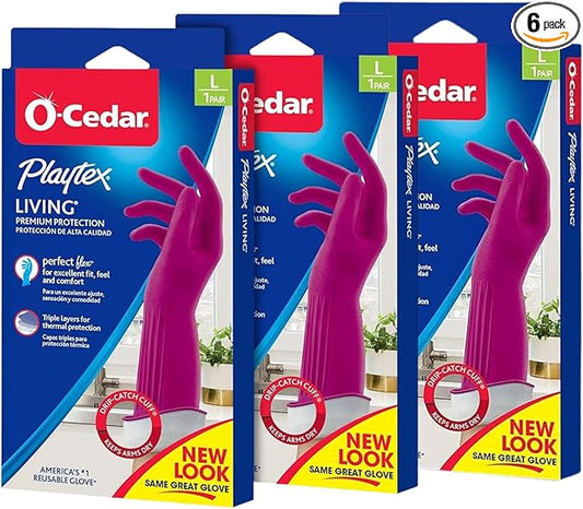 PLAYTEX Living Reusable Rubber Cleaning Gloves, Large (Pack of 3)