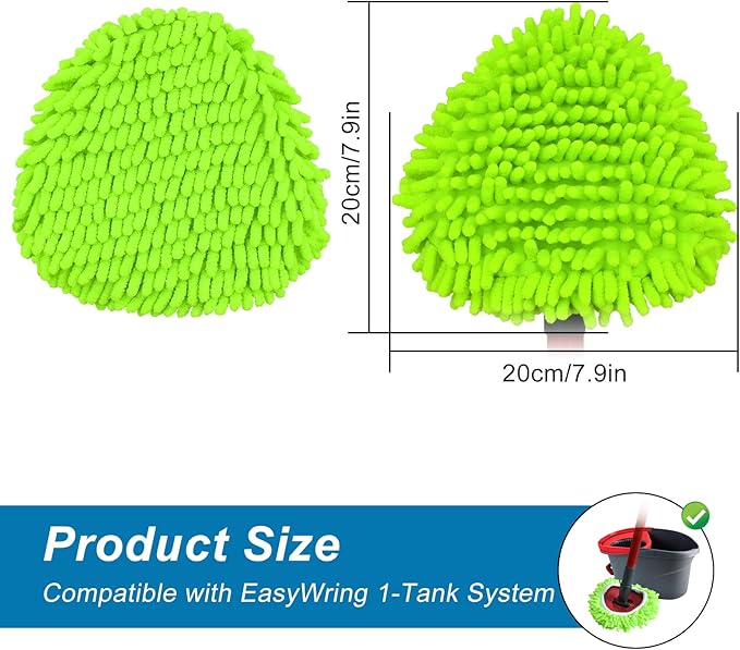 Mop Replace Head for O Cedar, Spin Mop Heads Replacements for Ocedar Easywring 1 Tank Spin Mop, Chenille Duster for Ocedar Mop Include 3 Pack Microfiber Chenille Mop Pad for Ocedar Spin Mop