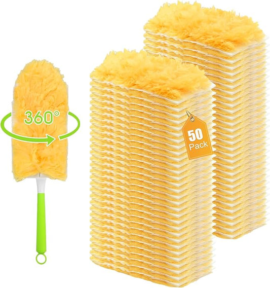50 Pack Short Handle Duster Refills, Compatible with S.wiffer Duster Kit, 360° Multi-Surface Disposable Dust Pads, Ideal for Home Cleaning - Effortlessly Dust Furniture