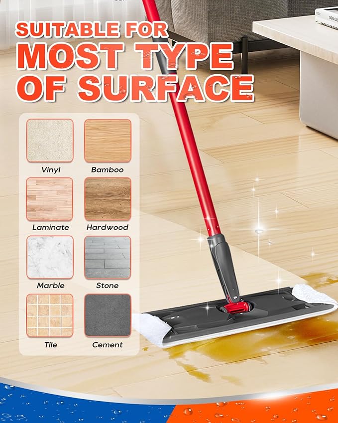 Mop Heads Replacements Compatible with O-Cedar H2 Pro Flat Mop System, Microfiber Mop Pads Replacement Fit for Ocedar Flat Mop System, Mop Heads Replacements for Wet Dry Floor Cleaning, 3+3 Pack