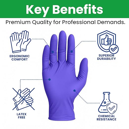 SafeWay Nitrile Gloves, 200 Ct, X-Large, Powder-Free, Latex-Free, All-Purpose, Professional Disposable Gloves with Textured Fingertips for Medical Use, Food Prep, Cleaning, Tattoo & More