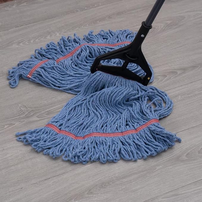 Matthew 2 Set&2 Replacement Commercial&Residential Mop Heavy Duty Industrial Mops w/Adjustable Side-Gate Handle(Quick-Change Gripper) Looped-End String Wet Cotton Mop for Home,Office,Workshop