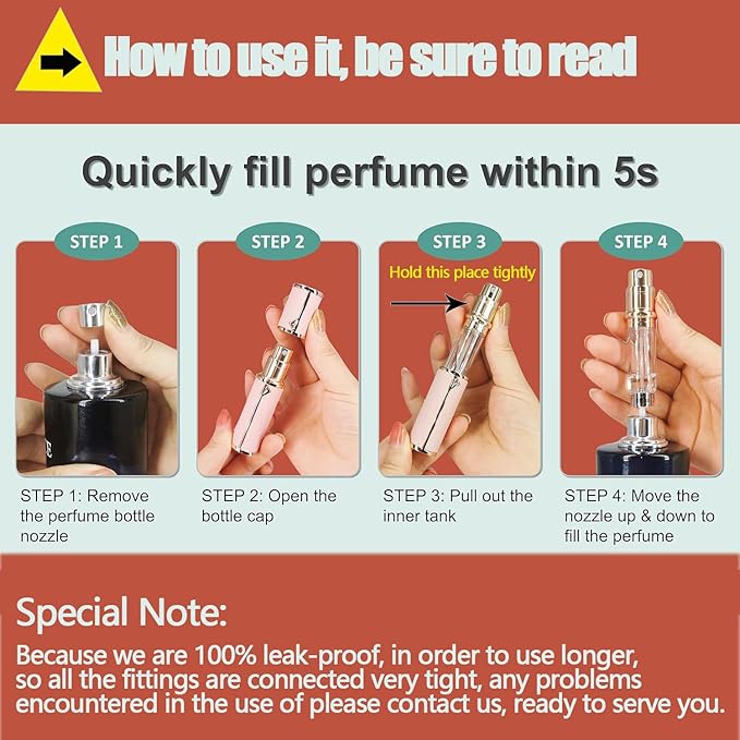 Travel Perfume Bottle Refillable,Perfume Travel Refillable Mini Spray Bottles Leather Cologne Dispenser, Portable Empty Spray Bottle Cologne Dispense Filling Atomizer 5ml (Golden)