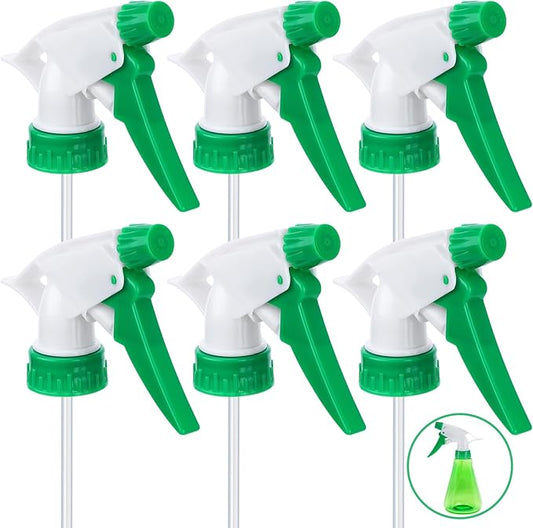 6Pcs Spray Bottle Replacement Nozzle- Reusable Quality Trigger Spray Nozzles with Mist Stream Sprayer, Fit Standard 28/400 Neck 32oz, 16oz, 8oz Bottles for Garden Home Kitchen Office Gifts, Green