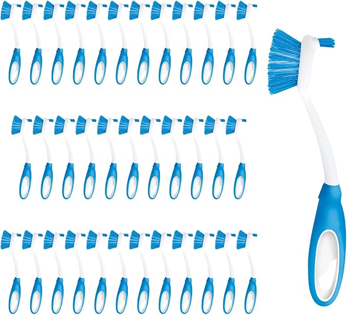 Dish Brush Scrubber for Kitchen, by LOLA, Stiff Bristles & Food Scraper, Comfort No-Slip Grip Handle, Safe for Non-Stick & Coated Cookware, 36 Pack