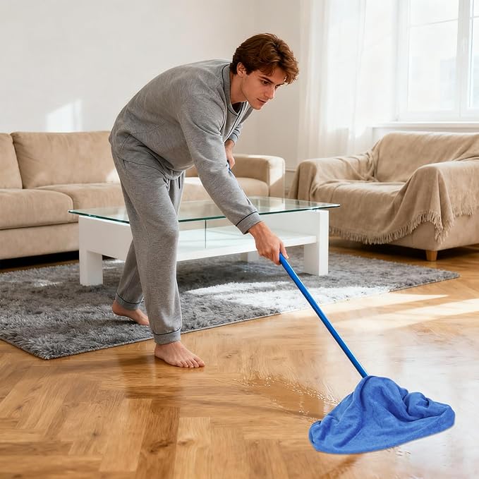 6 Pack Extra Large Microfiber Cleaning Cloths 20"x30", Lint-Free Reusable Towels for Home, Glass, Windows, Office, Kitchen, Bathroom – Blue Set