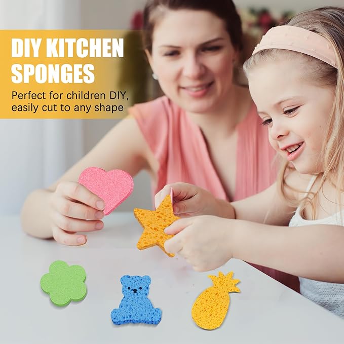 Kitchen Sponges, 12-Count Cellulose Sponges, Durable Dish Sponge for Cleaning, Cleaning Scrub Colored Sponge, Multiple Use for Dishes Washing, Compressed Packaging