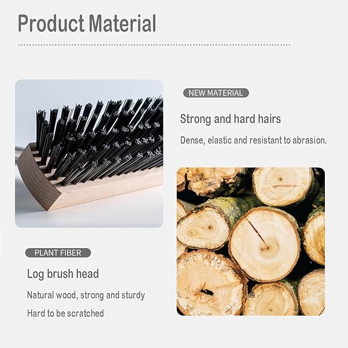 Heavy Duty Push Broom Stiff Bristle Broom Brush with Solid Wood Broom Head Indoor Outdoor Floor Scrubber Brushes for Bathroom Bathtub Tile Floor Patio Swimming Pool