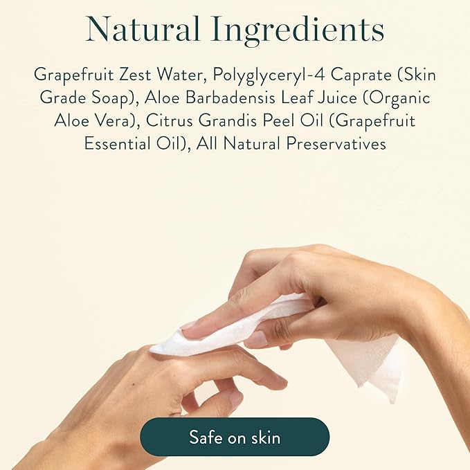 Biom Mini Dispenser + All-Purpose Wipes Starter Kit - Grapefruit Scented Cleaning Wipes | Fits in Car Cup Holder | Biodegradable Plant-Based Cleaner | Kid & Pet Friendly, Natural, Non-Toxic (Lilac)