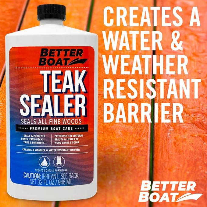 Teak Cleaner and Brightener for Wood, Teak Oil or Sealer for Boats, Indoor Furniture, Shower Stools, and Outdoor Wood Furniture Restorer for Stains