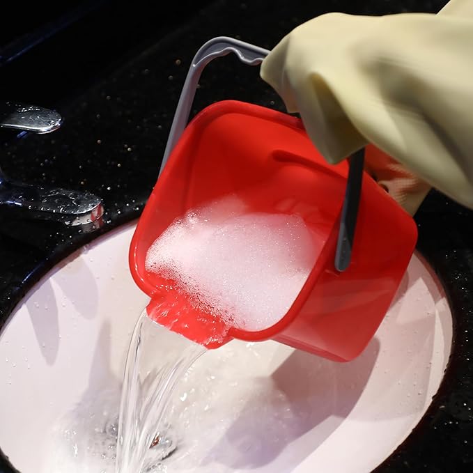 Roshtia 6 Pcs 3 Quart Cleaning Bucket Small Sanitizing Square Bucket Detergent Pail for Home Commercial Restaurant Kitchen Office School(Red, Blue, Green)