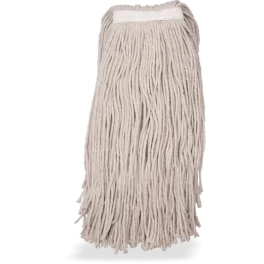 SPARTA Flo-Pac Cotton Mop Head, Cut-End, Narrow Band with White Band for Organized Cleaning, 40 Inches, Tan, (Pack of 12)