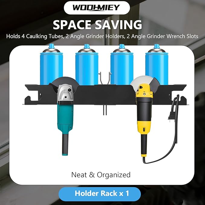 Wall Mount Tool Organizer with Spray Bottle Holder and Angle Grinder Holder, Metal Garage Tool Organizer, Power Tool Storage Rack, Detailing Brush Holder, Wall Mounted Storage Rack