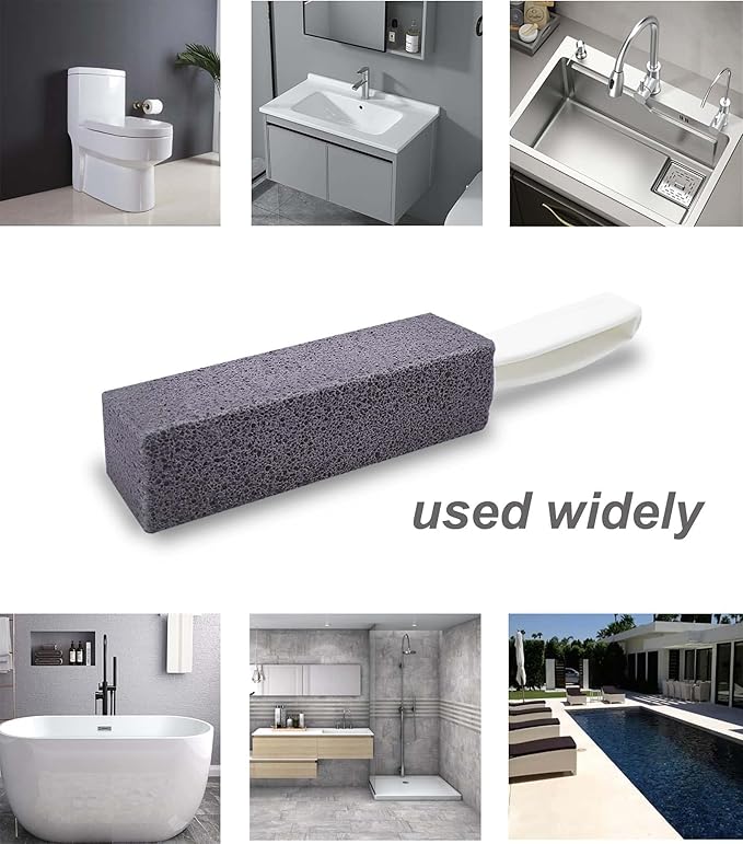 Pumice Stone for Toilet Cleaning with Handle Toilet Stone, Removing Hard Water Rings for Toilet Bowl Pool Bathtub, 4 Pack