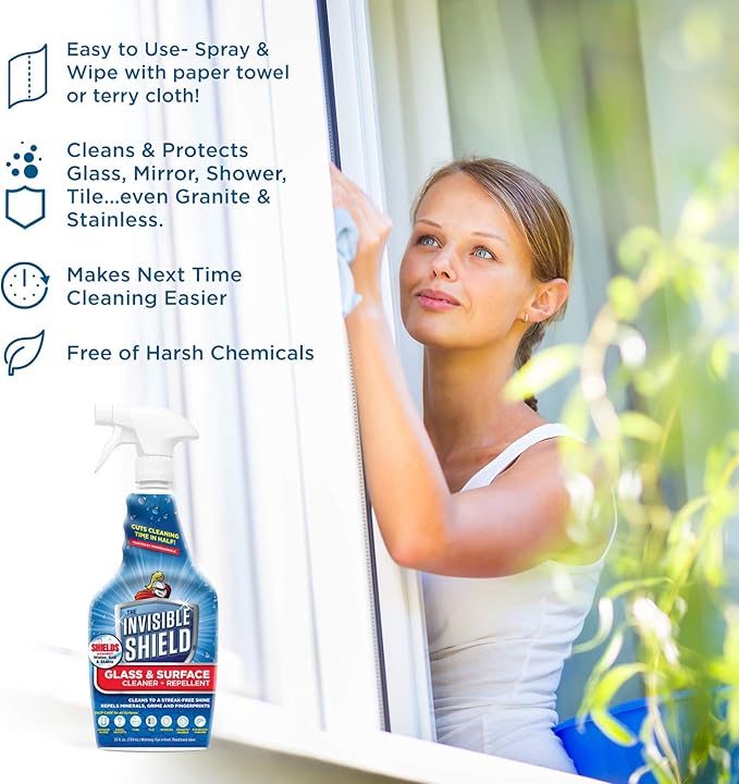 Invisible Shield Glass & Surface Cleaner and Repellent 32 fl. oz. Cleans and Protects against future dirt on multi surfaces by UNELKO- Clean-X (2)