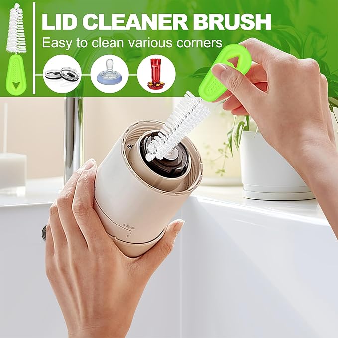 Bottle Brush Cleaner Set of 3, Long Handle Water Bottle & Straw Cleaner Brushes for Washing Tumblers, Baby Bottles, Cup Lid Cleaning Brush