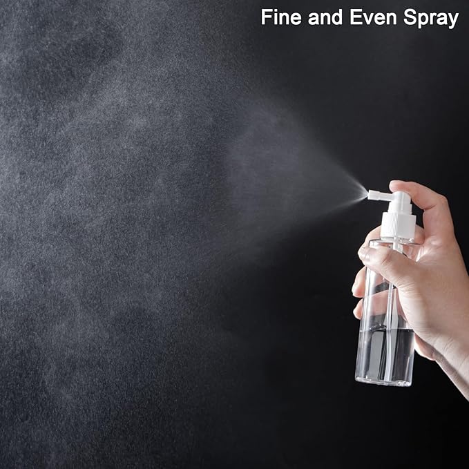 Yebeauty 6 Pack Refillable Travel Size Spray Bottle Plastic Empty Fine Mister Small Spray Bottles with Tight Cap Long Mouth TSA Approved Sprayer Atomizer for Hair Perfumes Cleaning, 150ml/5oz Clear