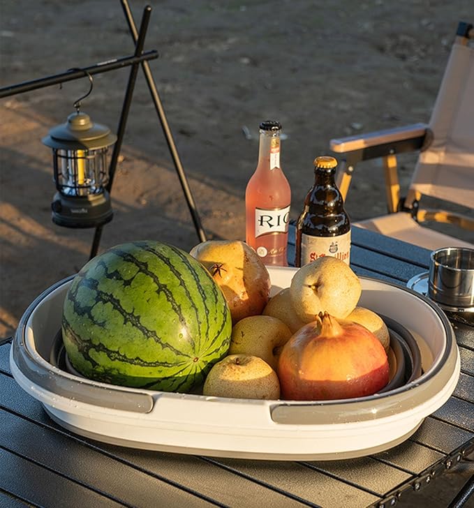 Collapsible Bucket 16L with Handles, Cleaning Mop Bucket Space Saving Foldable Silicone Tub for Laundry Storage Camping, Portable Wash Basin for Home & Car, 4.2 Gallon Compact Utility Plastic Bucket