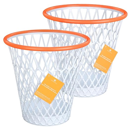 2 PCS Basketball Trash Can,Wastebasket,Basketball gift,4.5 Gallon,Size11"x11"x12"Basketball Hoop,Basketball Holder display,Garbage Can,Basketball Net Waste Basket for Office,Bedroom,Gym,Sport party