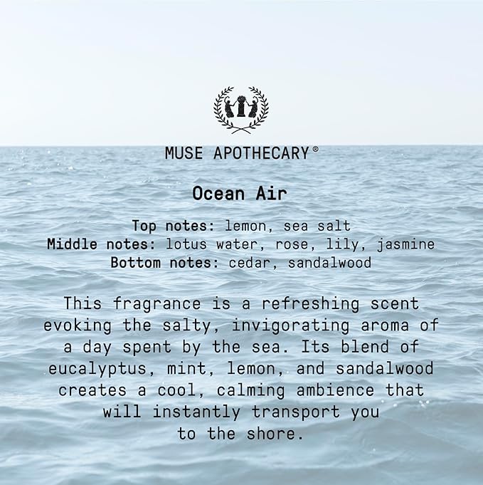Muse Apothecary Home Ritual Active Odor Eliminator Spray - Furniture Deodorizer Spray & Bathroom Odor Eliminator for Home - Essential Oil Air Freshener - 8oz, Ocean Air