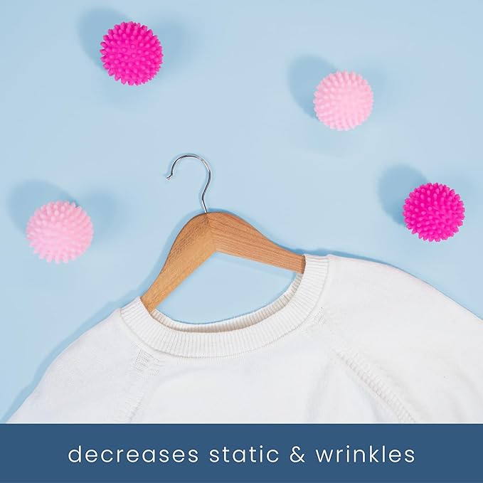 S&T INC. Reusable Plastic Dryer Balls, Fabric Softener for Laundry, Pink, 2.5 in, 4 Pack