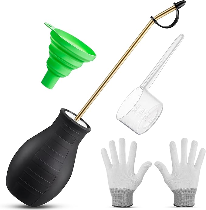 Qualirey Diatomaceous Earth Powder Duster, Garden Powder Applicator Dispenser with Long Metal Tube, Bulb Duster Sprayer Insect Duster for Home Powder for Organic Gardening Agricultural Supply (1 Pack)