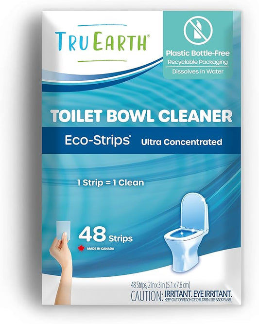 Tru Earth Toilet Bowl Cleaner Eco-Strips | Plastic Jug-Free, Septic-Safe For Cleaning | Easy to Use | 48 Strips