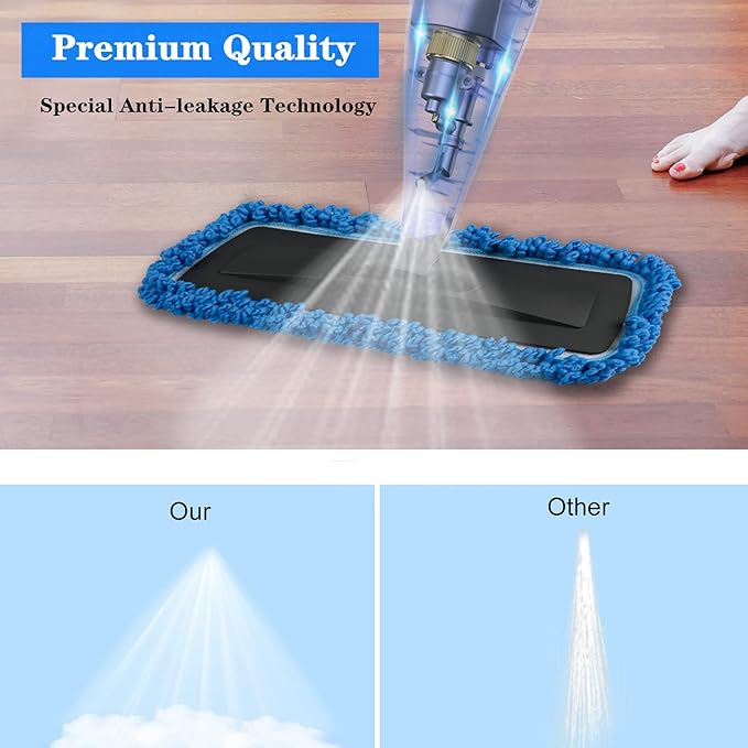 Spray Mop for Floor Cleaning with 3pcs Washable Pads - Wet Dry Microfiber Mop with 800 ml Refillable Bottle for Kitchen Wood Floor Hardwood Laminate Ceramic Tiles Floors Dust Cleaning