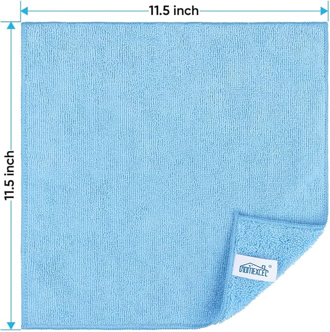 HOMEXCEL Blue Microfiber Cleaning Cloth, 12 Pack Premium Microfiber Towels for Cars, Lint Free, Scratch-Free, Highly Absorbent, Reusable Cleaning Rags for Car, Household, Kitchen, Window,11.5"X11.5"