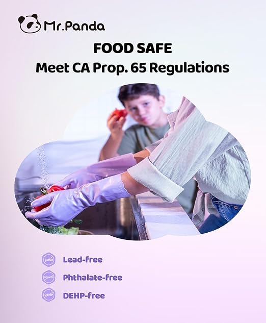 Mr.Panda 3 Pairs Skin-Friendly Flocked Cotton Liner Cleaning Gloves Small, Reusable Dishwashing Gloves for Washing Dishes, Kitchen, Shimmering Pink