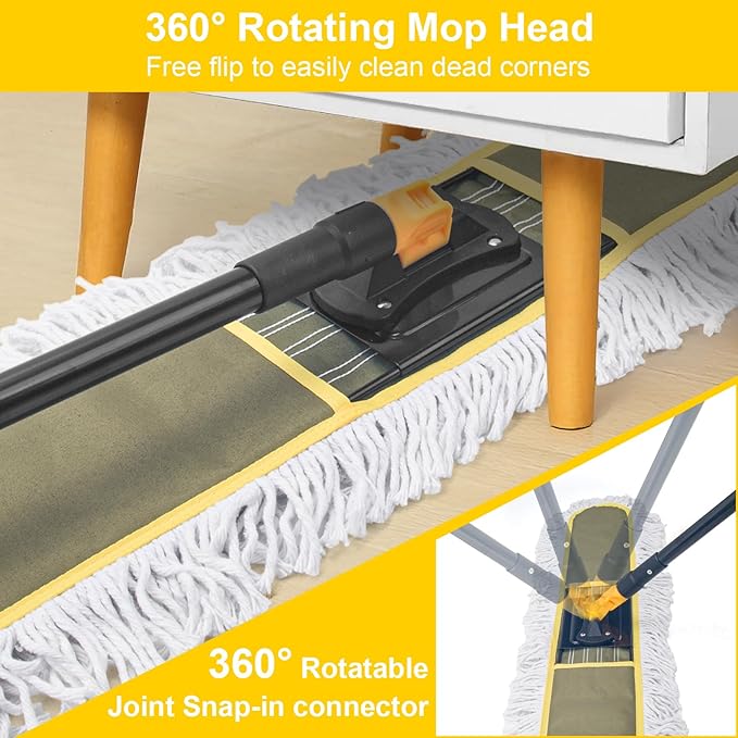 36" Commercial Dust Mops for Floor Cleaning with Replacement Mop Pad, Heavy Duty Large Dust Mop for Hardwood Floors,Industrial Floor Duster Wet Dry Mop for Office Garage Warehouse Factory Mall