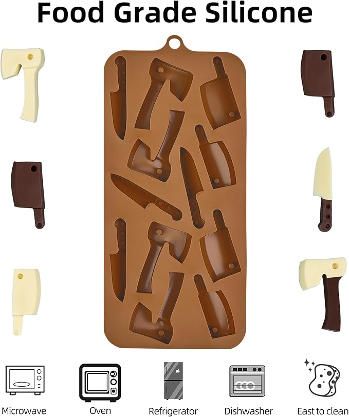 Halloween Chocolate Molds Knife Silicone Candy Molds 3pcs for Resin, Soap, Ice, Fondant, Cupcake Decoration