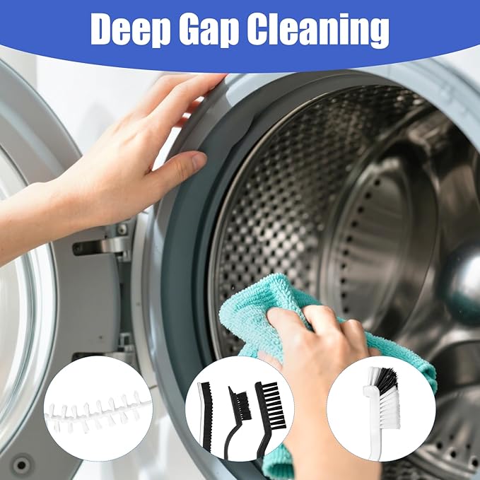7 Pcs Washing Machine Cleaning Brush Set, Front Load Washer Scrub Cleaner Tools Accessories 2 Drum Laundry Cleaner Brushes and 5 Crevice Brushes, Small Thin Tools for Tight Spaces Rubber Seal