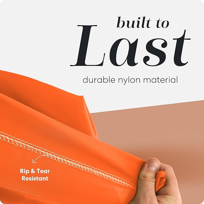 Nylon XL Laundry Bag - Locking Drawstring Closure, Machine Washable, These Large Bags will Fit a Laundry Basket or Hamper and Strong Enough to Carry up to Two Loads of Clothes (Orange | 22" x 32")