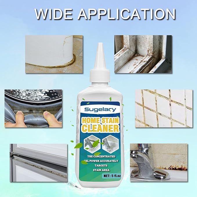 Sugelary Mold Stain Cleaner Gel, 5 fl oz Multi Home Stain Cleaning Gel for Washing Machine Seals, Fridge Gaskets, Tile Grout, Sink and Bathroom Use