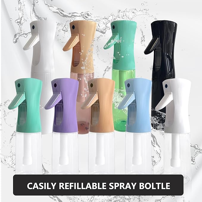 Spray Bottle for Hair Continuous Ultra Fine Mist (200ml) 360° Multi Spray Bottle for Plants, Cleaning, Skin Care Leakproof & Durable 2 Pack