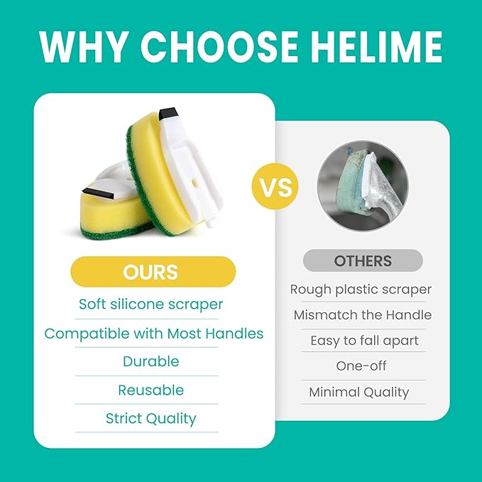 Dishwand Refills Sponges Heads - Non Scratch Dish Wand Refill Replacement, Heavy Duty Scrub Dots Brushes Dispenser, Soap Dispensing Scrubbers, Dishwashing Cleaner Supplies Kitchen Sink Dishwasher Tool