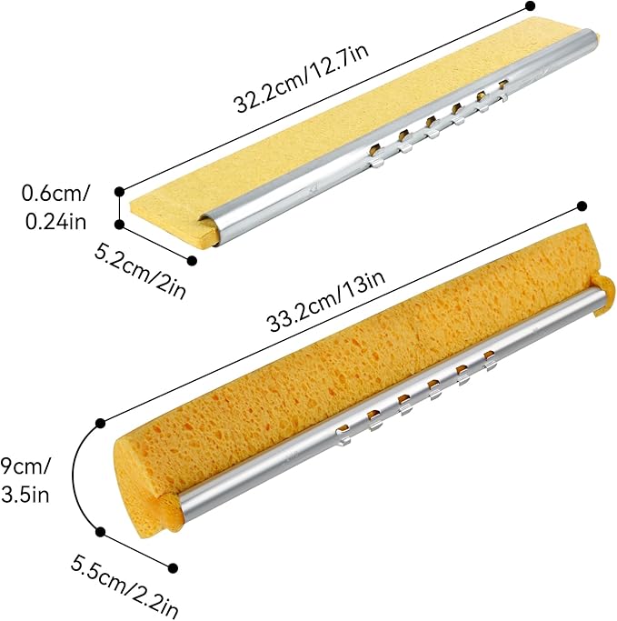 Compressed Cellulose Sponge Mop with 2 Roller swop mop Heads Suitable for Wood, Ceramic Tiles and Other Flat and Smooth Floors (1 Handle and 2 Heads)