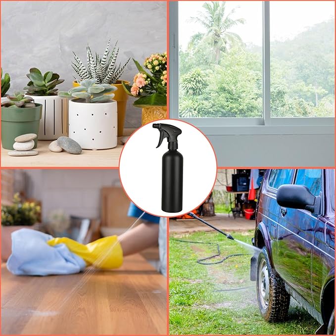 8 Pcs 16 oz Plastic Spray Bottles Black for Cleaning Solutions, Heavy Duty Spray Bottles Cleaning Spray Bottle, empty Spraying Bottle for Home Garden Plant Kitchen