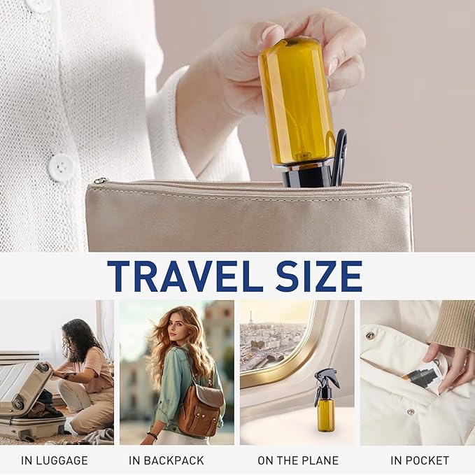 TANSHINE Small Spray Bottle 50ml, Travel Size Mini Fine Mist Water Spray Bottles, Portable Hand Sanitiser Alcohol Spray Bottle, Plastic Refillable Empty Face Mister Spray Bottles with Clip, 5pcs