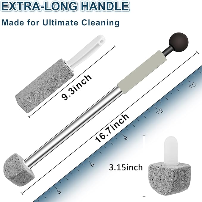 Pumice Stone Toilet Bowl Cleaner,16.7Inch Toilet Pumice Stone with Handle Cleans Hard Water Ring Calcium Buildup&Stains for Toilet Bath Kitchen Household Cleaning