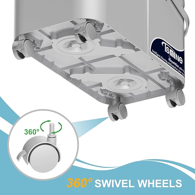 2025 Upgraded Mop Bucket Separate Dirty Water, Hands-Free Floor Cleaning System with 360° Wheels, Wet Dry Mop for Hardwood, Tile & Laminate Floors, 61" Handle & 6 Mop Heads - Grey