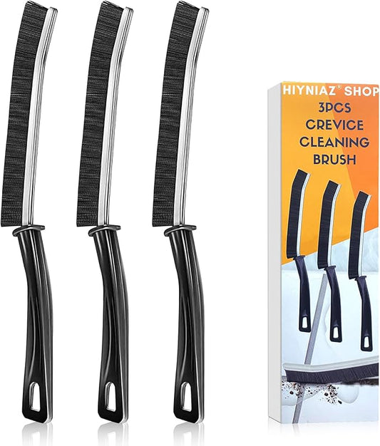 3Pcs Crevice Cleaning Brush Tool Grout Brush Cleaning Supplies, Home Essentials Bathroom Multifunctional Gap Scrub Hard Bristle Brushes for Household Use (3PCS-Black)