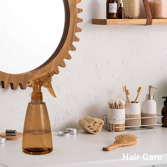 Spray Bottles 3-Pack, 16 Oz, Mist & Stream, Plastic Water Spray Bottle for Hair, Essential Oils, Plants, Cleaning Solutions, Cat Dog Correction Behavior - Empty Spray Bottles (Orange, Navy, Gray)