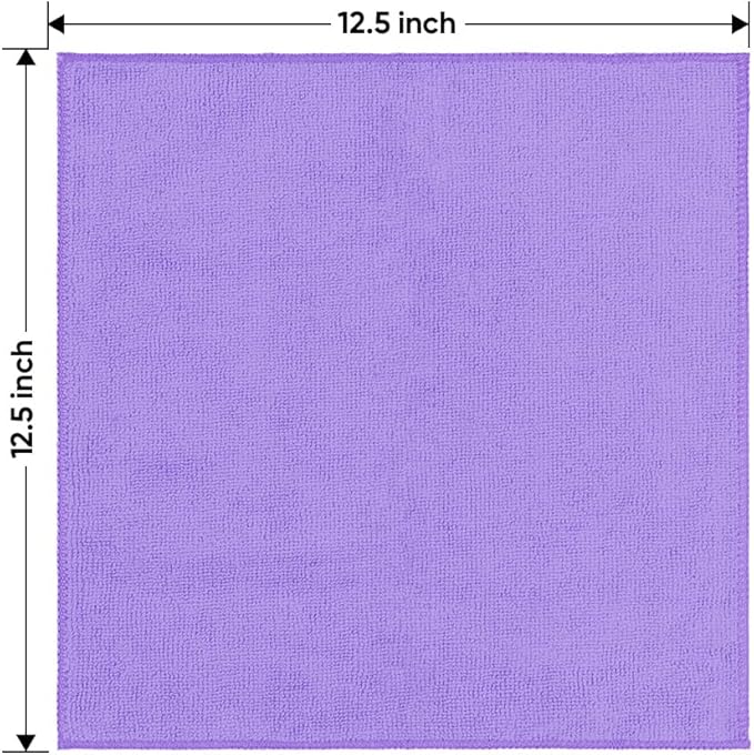 HOMEXCEL Microfiber Cleaning Cloth 12 Pack 12.5 x 12.5 Inch Microfiber Towels for Cars Ultra Absorbent Cleaning Rags Lint Free Cleaning Towels for Household Kitchen, Window Car Purple