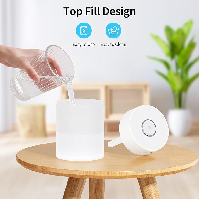 SmartDevil Small Humidifier, Portable USB Personal Desk Humidifier for Bedroom, Plants, Office, Travel, Nightstand with Night Light, Auto Shut-Off, Super Quiet